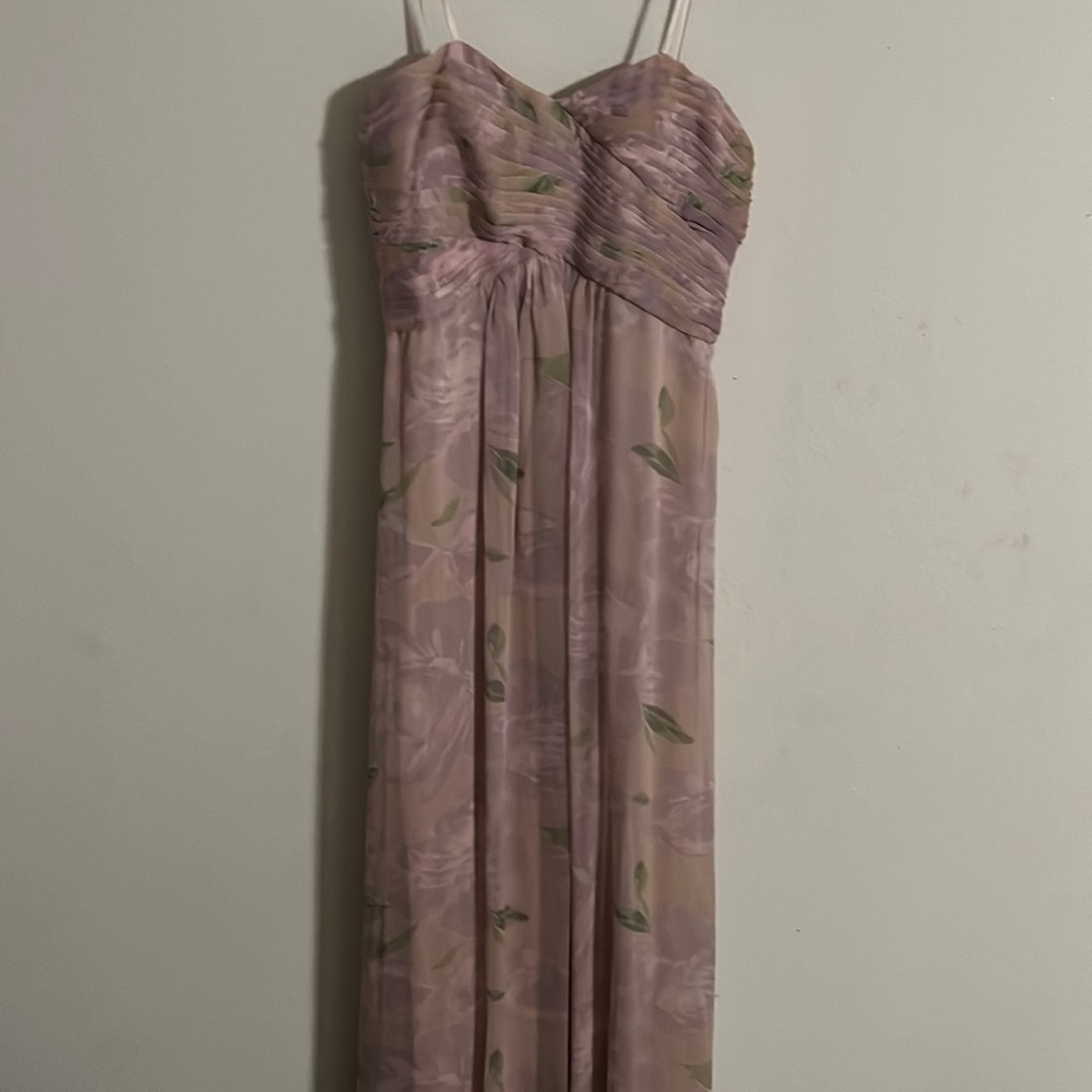Adrianna Papell Strapless  long Pink Floral. Sz 2